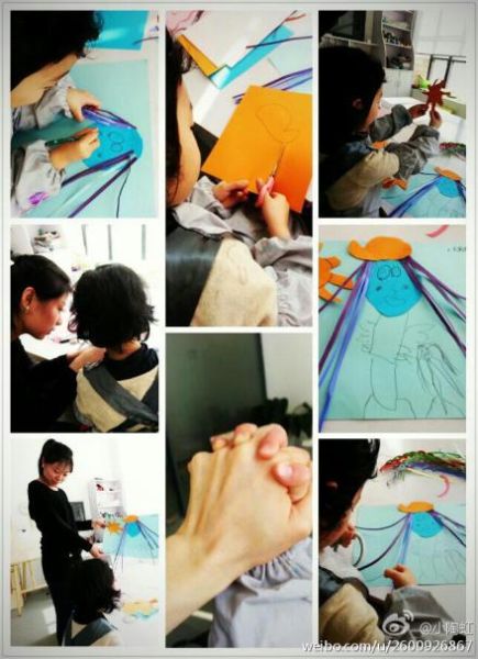 陶虹愛女作畫 小寶卷發(fā)嘟臉可愛